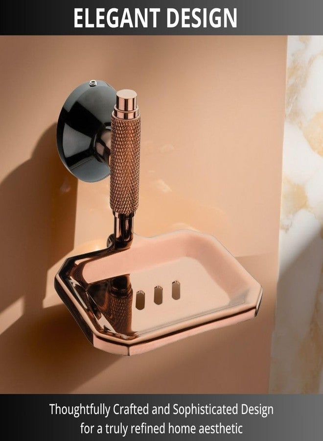 LUXIUR Wash Basin Soap Dish Holder for Bathroom and Kitchen Sink, 304 Stainless Steel Stand for Wall Mount Kitchen Accessories Items, Bathroom Accessories, PVD Rose Gold, Single - Image 2